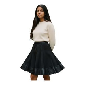 JS Collections Black A-Line Skirt Drop Waist with Pleated Hem Size : 10 Classic